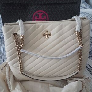 Tory Burch Cream Quilted Shoulder Bag